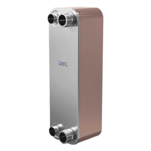 Intercambiador de calor Alfa Laval AC112, dimensiones de 868 mm de altura, 191 mm de ancho, presión máxima de 51 barg.