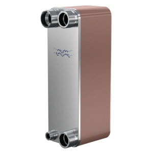 Intercambiador de calor soldado Alfa Laval ACH74, con 496 mm de altura, 162.2 mm de ancho y presión máxima de 54 barg.