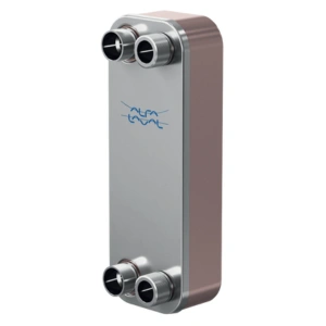 Intercambiador de calor Alfa Laval modelo CB30, medidas 313 mm de alto y 133 mm de ancho, máxima presión 50 barg