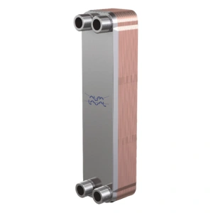 Intercambiador de calor soldado modelo CBH18DW, especificaciones de alto 314 mm, ancho 76 mm, y presión máxima de 32 barg.